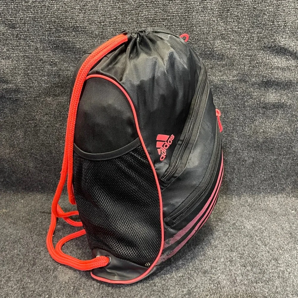 Adidas 103974-F Black Infrared Team Speed Drawstring Sackpack Cinch Gym Bag
